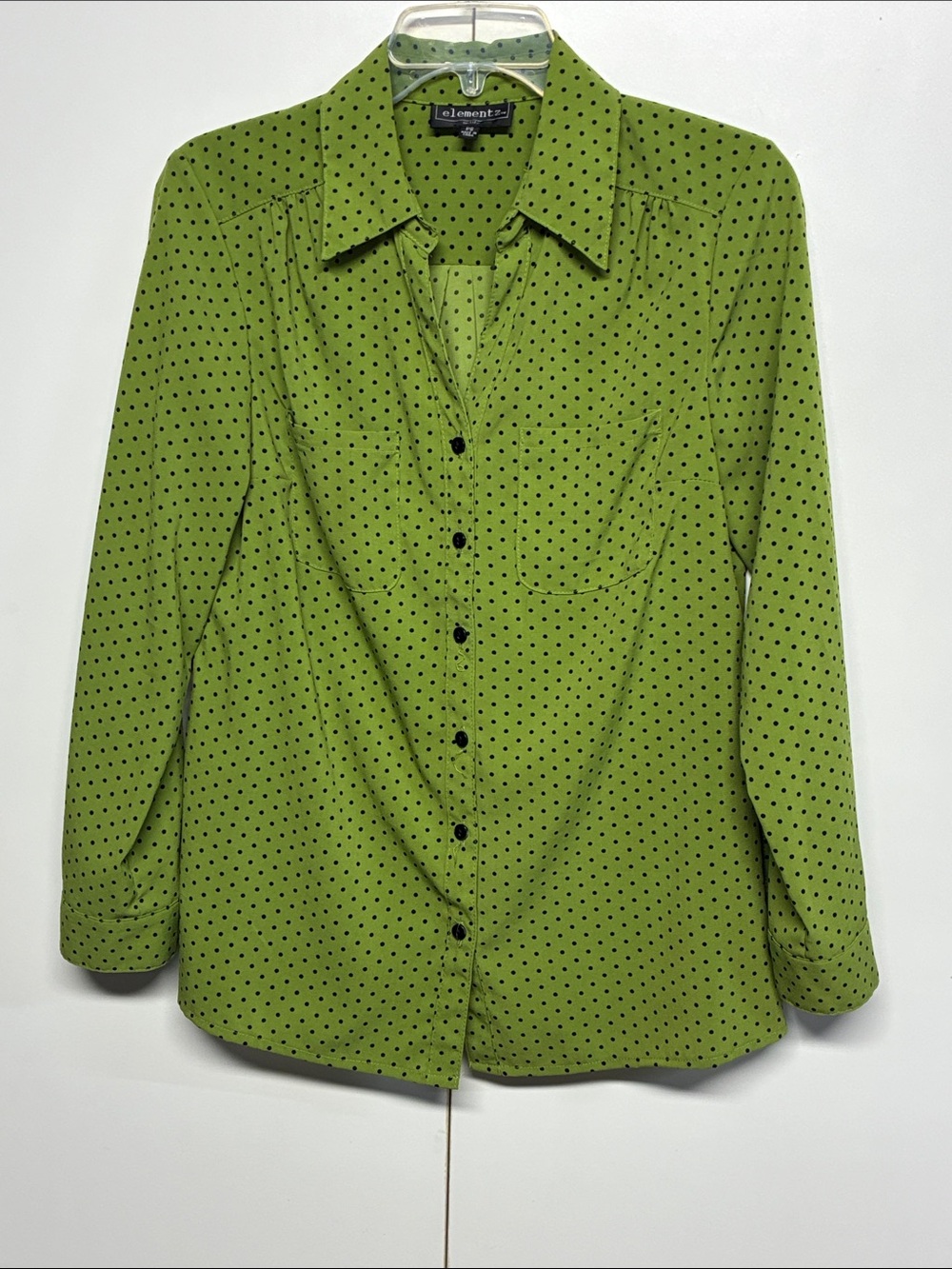 Element Olive Green Polka Dot Button-Up Blouse